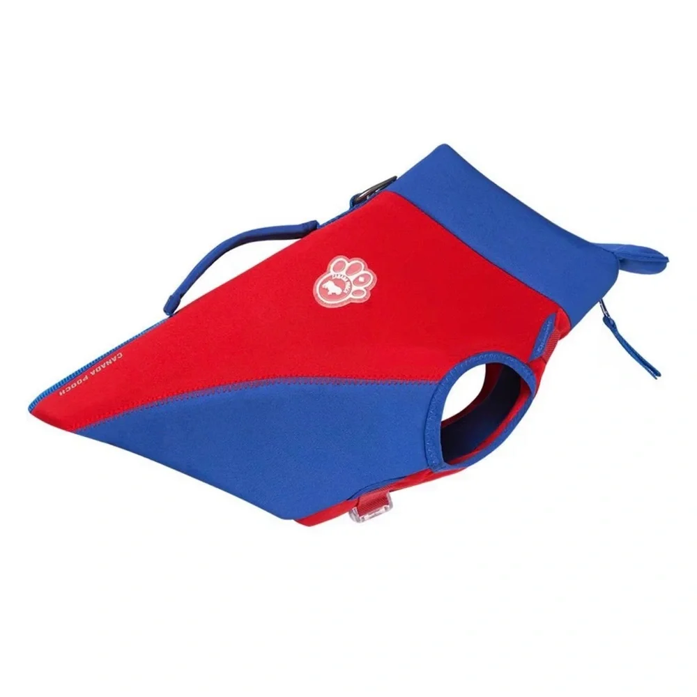 Canada Pooch High Tide Life Dog Jacket - Red/Blue - Size 12